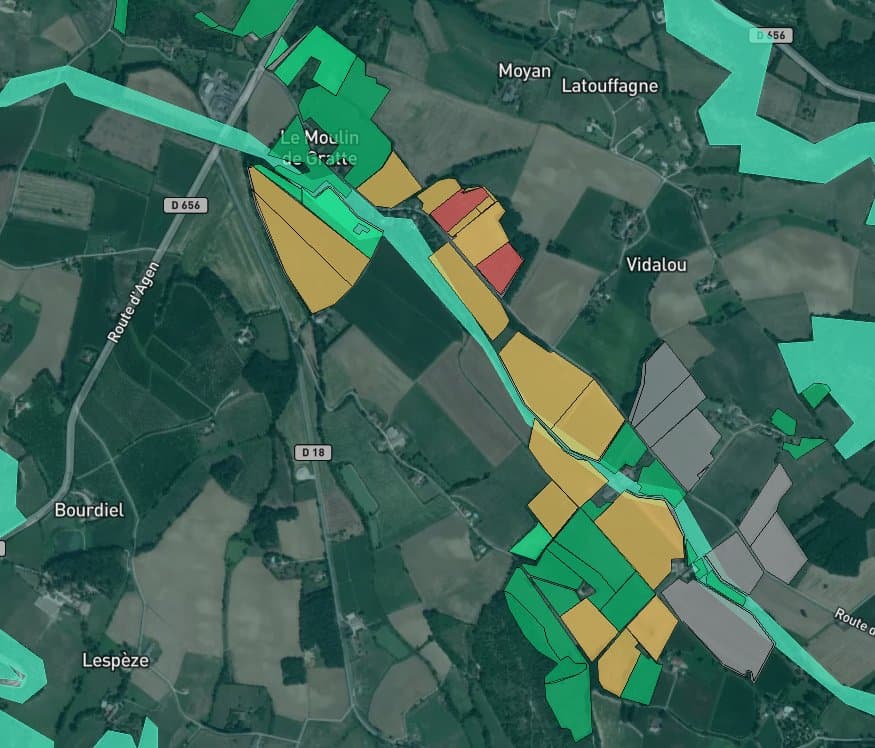 Carte des parcelles agricoles suivies via Data Agro