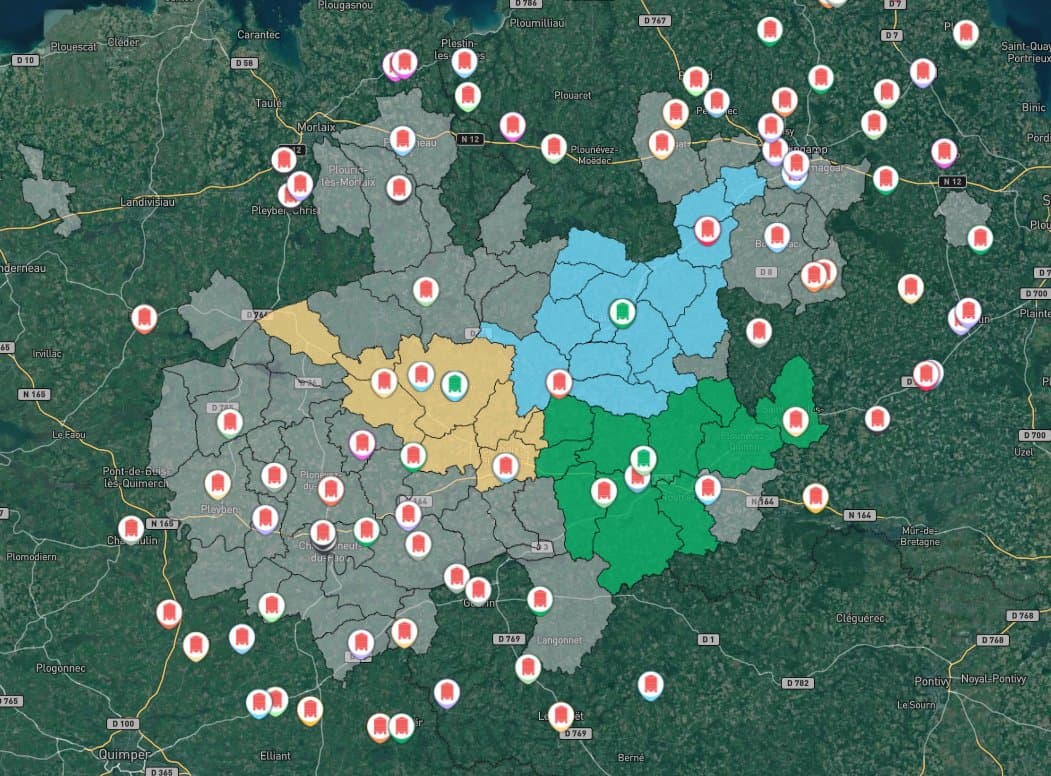 Carte des acteurs de la distribution et de la collecte agricole dans Veez