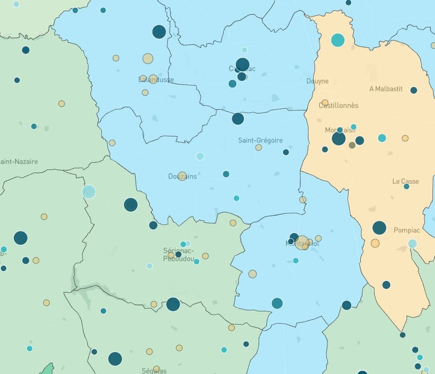 Carte de couverture territoriale par équipe dans Veez